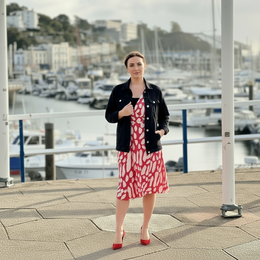 Minycled's design print Red wrap dress